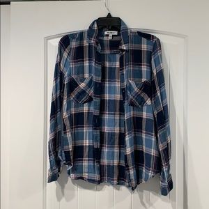 Blue Plaid Button-Down Shirt